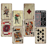 Pancarte métallique rétro de cartes à jouer poker Joker Jack Queen King pour décoration murale de casino, salle de jeux, bar
