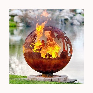 BARBECUE Fuoco Ciotola Corten Acciaio Inox <span class=keywords><strong>Camino</strong></span> Grill All'aperto <span class=keywords><strong>Camino</strong></span> Corten Acciaio Inox Sferico Buca per il Fuoco <span class=keywords><strong>Griglia</strong></span> - Product Image 5