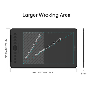 Tavoletta Grafica Digitale Portatile H1161 con 8192 Livelli di Pressione e 5080 LPI <span class=keywords><strong>per</strong></span> Principianti e Disegno su <span class=keywords><strong>PC</strong></span> - Product Image 3