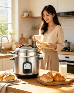 Cuiseur à riz en acier inoxydable avec cuiseur vapeur 220V, contrôle de cuisson et de maintien au chaud pour la maison et le bureau en Indonésie et au Vietnam - Product Image 6