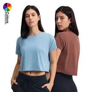 T-shirt court Sexy à séchage rapide pour femmes, ample, respirant, Fitness, course, entraînement, débardeur, Yoga, Logo personnalisé - Product Image 1
