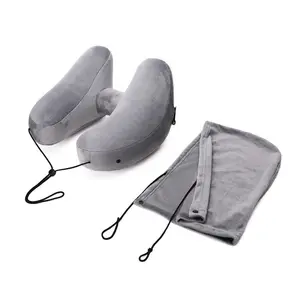 Portable Folding Essential Automatic Self-inflating Press Air Filled Inflatable Travel Neck U-Shaped Pillows For Adult