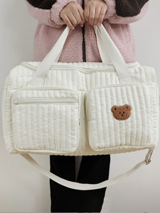 Özel fermuar büyük kapasiteli anne Tote çanta kapitone bezi organizatör arabası taşınabilir asılı moda bebek için - Product Image 3