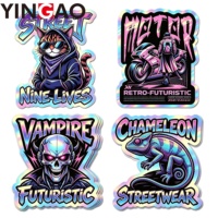 Autocollants esthétiques Cyberpunk Sci-Fi personnalisés, autocollants en vinyle découpés à la forme, holographiques, imperméables, résistants aux UV, pour une décoration cool