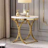 Table basse en métal de style nordique de luxe avec plateau en pierre et en marbre pour le mobilier de salon