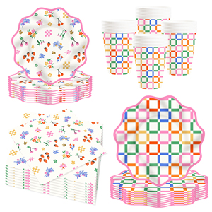 DAMAI - Juego de Vajilla Desechable con Diseño de Frutas y Fresas, Platos, Servilletas y Vasos de Papel para Fiestas - Product Image 2