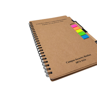 Carnet à spirale A5 personnalisé avec logo, couverture en kraft, fournitures de bureau et scolaires, papeterie avec autocollant et stylo, vente en gros