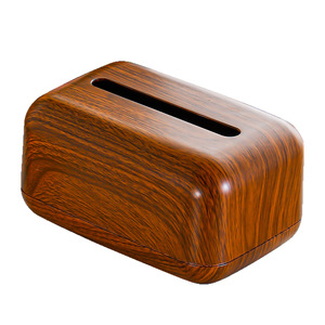 Walnut Wood Color Tissue Box Plastic Simple Design <b>For</b> Living Room Desktop Hotel Use - Product Image 5