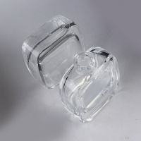 Flacon de parfum en verre vide de 15 ml, carré plat, dépoli transparent, avec pompe pulvérisatrice à sertir de 15 mm et capuchon à bille ABS noir et argenté