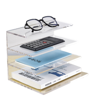 Organisateur de bureau en acrylique transparent à 1 niveau, écologique, 20,3x10,5x15,6 cm, épaisseur 3 mm, présentoir étagé pour papeterie et cosmétiques