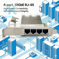 Carte d'interface réseau Ethernet filaire pour serveur Intel PCIe 3.0x8 4 ports 10GbE RJ-45 X710-T4 X710T4G1P5 en stock