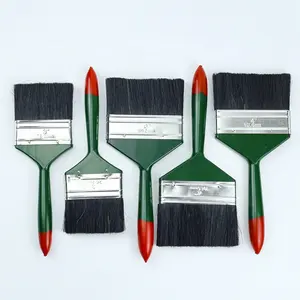 Black hair professional paint china paint brush flat paint brush with green red tail handle