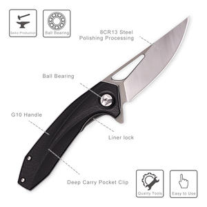 Couteau d'auto-<span class=keywords><strong>défense</strong></span> D2 en acier au carbone, professionnel, de poche, tactique et pliable - Product Image 3