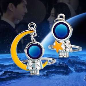 Hecho a mano 3D astronauta espacio llavero Robot astronauta llavero estrella Luna pareja llavero Tanabata confesión regalos llaveros de Metal - Product Image 4