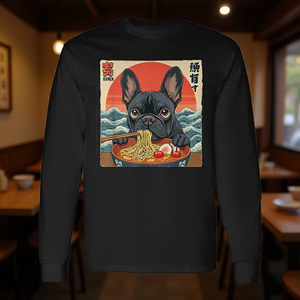 T-shirt à manches longues pour chien de race bouledogue français, motif nouilles ramen - Product Image 3