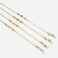 Chaîne de lunettes mate avec perles, support pour lunettes de soleil, sangle en strass métalliques, collier pour lunettes de marque M&K, modèle MGC034, fait main
