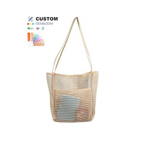 Bolsas de Playa Extra Grandes de Malla con Asa para el Hombro para Mujer, con Bolsillo Frontal, al por Mayor - Product Image 1