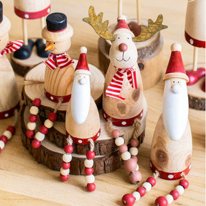 Accesorios de diseño de escena de alce y muñeco de nieve de madera al por mayor de fábrica de decoraciones de escritorio de Navidad Retro Vintage - Product Image 2