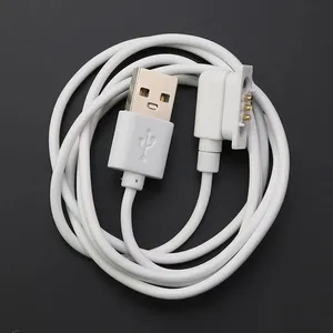 Conector de pino magnético Pogo, cabo USB de 1m, 3 pinos, carregador de energia com mola macho e fêmea, com passo de 2,54 mm, cabo de pressão de 1 mm, através do furo