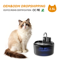 Fontaine à eau automatique intelligente pour animaux de compagnie de 2,5 L, ultra silencieuse, distributeur d'eau électrique pour chat, fontaine filtrante à circulation d'eau pour chiot et chat
