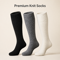 Chaussettes hautes de ski en tricot premium avec logo personnalisé, vente en gros, douces, côtelées, chaudes, épaisses, pour adultes, usage quotidien, maison, loisirs, extérieur, marche, OEM