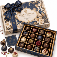 Coffret Cadeau de Noël de Luxe Personnalisé Écologique de Chocolats au Lait, Assortiment Artisanal Premium, Emballage Recyclable en Feuille d'Art