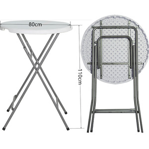 Mesa Plegable Redonda de 80cm, Económica, de Plástico Resistente para Exteriores, Mesa de <span class=keywords><strong>Bar</strong></span> Plegable Portátil, Blanca, Alta, Venta al Por Mayor de Fábrica - Product Image 4