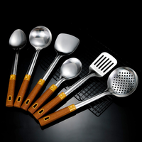 Ensemble d'ustensiles de cuisine en acier inoxydable avec manche, louche, compatible lave-vaisselle, pour usage domestique et professionnel