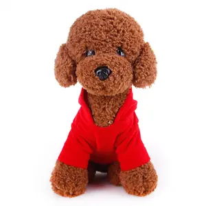 批发红色休闲布外发小狗泰迪宠物狗圣诞服装