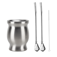Gobelet en acier inoxydable à Double paroi, tasse avec paille Bombilla, erba Mate gourde Madai, livraison directe d'usine, 8oz