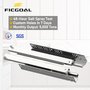Ficgoal 2-Fold Undermount Trượt Mềm Đóng Móng Tay Thép Mạ Kẽm Máy Tính Bàn Ngăn Kéo Trượt Cho Căn Hộ Phòng Tắm Bên Ngoài - Product Image 1