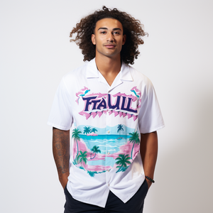 カスタマイズ可能ハワイアンシャツシングルブレストクロージャートロピカルプリント半袖ビーチパーティー用抗しわ夏卸売 - Product Image 6