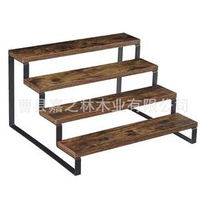 Présentoir à desserts de bureau à 4 niveaux en fer et bois, couleur naturelle, type sur pied - Product Image 3