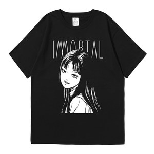 อิโตะ โทมิเอะ ซวงยี่ รันเออร์ คอลเลคชั่นร่วมกัน วินเทจ ญี่ปุ่น ฮอร์เรอร์ เรโทร พิมพ์ลาย - เสื้อยืดคอกลมแขนสั้นผ้าทึบแสง - Product Image 6