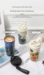 Taza de Café de Alta Gama de la Serie <span class=keywords><strong>Van</strong></span> <span class=keywords><strong>Gogh</strong></span>, Lirio de <span class=keywords><strong>los</strong></span> Valles, Taza de Acero Inoxidable 316, Portátil, de Gran Capacidad, para Dos Bebidas - Product Image 3