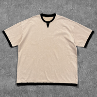 Harga Pabrik Kaos Pria Dua Potong Custom Print Bordir Batik Vintage Acid Wash Color Blocking Grosir