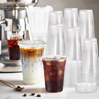 Vente en gros usine – Lot de 100 gobelets jetables transparents en PLA sans BPA de 16oz, 20oz, 24oz pour boissons froides à emporter, avec couvercle à paille et logo personnalisé