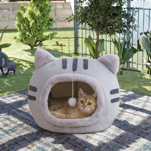 Luxury Solid Pattern Winter Warm Closed Cat Nest Eco-Friendly Four Seasons Universal Safety Kitten Pet <b>Bed</b> with Custom Packing - Product Image 4