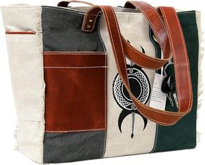 Bolsa de Mano de Lona Hecha a Mano con Asas de Cuero para Mujer, Bolso de Hombro Elegante, Bolsa de Compras Reutilizable, Logotipo Personalizado, Venta al Por Mayor - Product Image 4