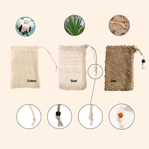 Pochette en coton sisal naturel pour savon, exfoliante, avec cordon de serrage, support suspendu, sans plastique, pour la salle de bain - Product Image 5