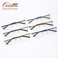 Kacamata Osicare Mewah Desainer Tanpa Bingkai Persegi Titanium Ultra Ringan Model 3 Buah IP Grosir Frame Optik untuk Pria
