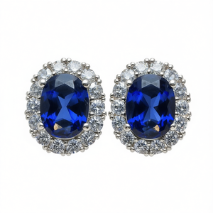 Orecchini in oro bianco con diamanti taglio ovale, colore D, diamanti naturali certificati GIA, gioielli classici da sposa per donna - Product Image 1