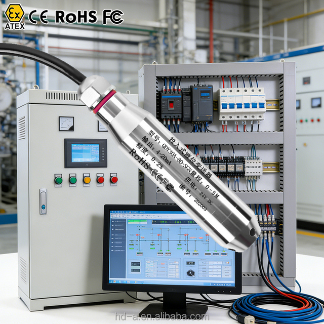 Deep Well Water Level Sensor Rs485 Level Meter for Water/Fuel tank 4-20mA Groundwater Submersible Level Sensor with Controller