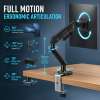 Nouveau support de bureau pour écran unique, idéal pour le télétravail et les dortoirs, capacité de 10 kg, bras de moniteur 17-32 pouces, gestion des câbles, métal noir