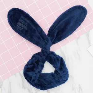 Großhandel Softer verstellbare Fuzzy Bunny Ohr Haarband Elastisches Make-up Stirnband für Haare Accessoires Frau Mode accessoires