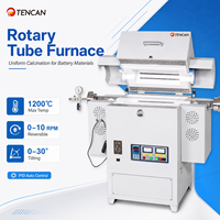 Four à tube rotatif certifié CE 1200C, four à tube en quartz inclinable et rotatif sous vide pour frittage de poudre TENCAN TC-12NRT Batterie