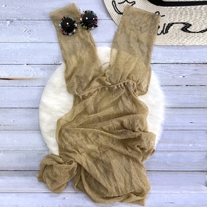 Costume da bagno in rete copri costume da bagno con scollo a v profondo costume da bagno da spiaggia BEIGE rosso da donna - Product Image 4