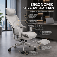 Chaise de bureau ergonomique à dossier haut en maille avec repose-pieds rétractable, accoudoirs réglables, design rayé respirant, directement de l'usine