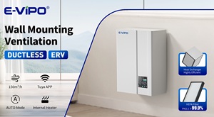 Système ERV sans conduit, unité de ventilation d'air frais, récupération de chaleur, maison, BG150R / BG150R-F, récupérateur ERV BG150R / BG150R-F - Product Image 6