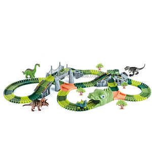 Giocattoli fortunati dinosauro mondo pista da corsa su strada flessibile pista da gioco a tema dinosauro per bambini - Product Image 1